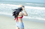 beach, young, girl