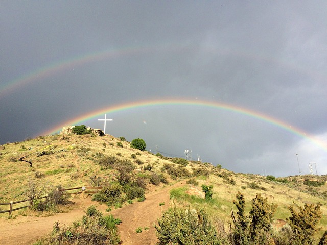 boise, nature, tablerock, double rainbow, rainbow, blue rainbow