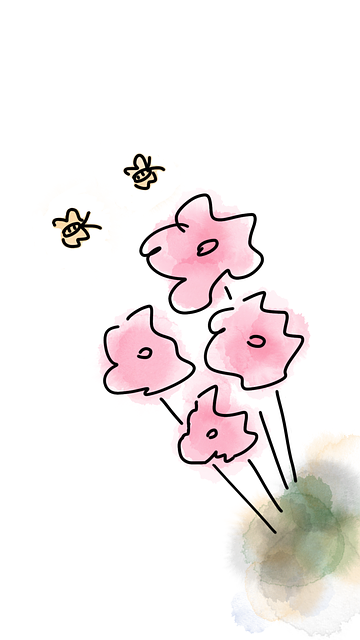 Free flowers bees butterfly illustration