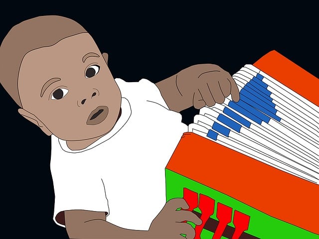 Free kid accordion black illustration
