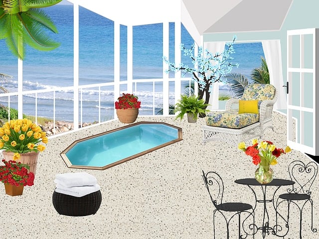 Free balcony patio flowers illustration