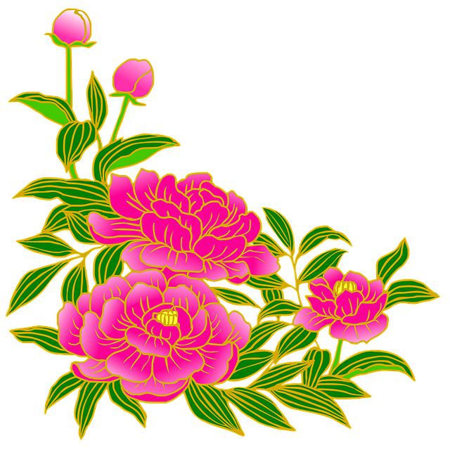 Free peony nature pink illustration