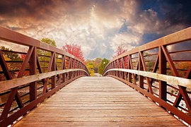 Bridge, Sunset, Nature, Fall, River