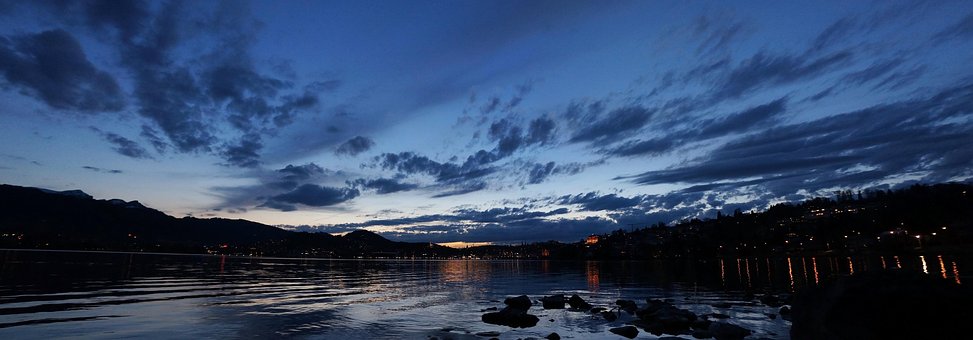 Lucerna, Víspera, Lago, Cielo, Nubes