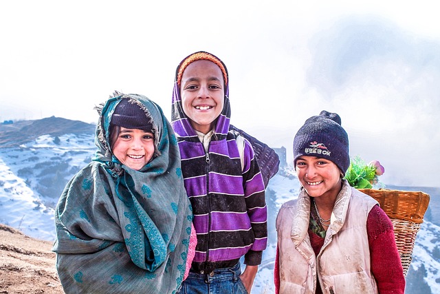India, Kinderen, Heuvels, Vrolijk, Kind