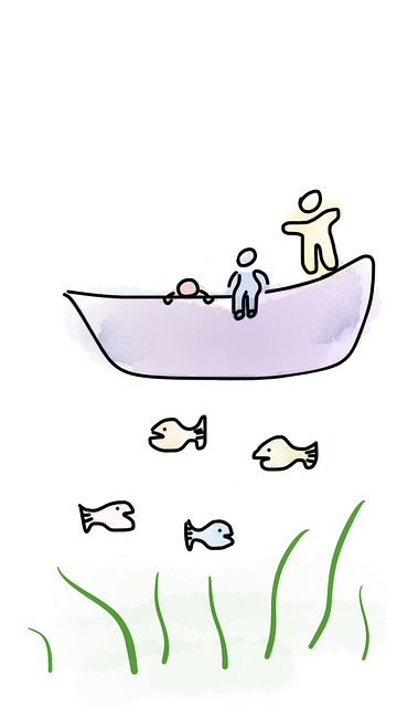 Boot, Fische, See, Wasser, Pflanze