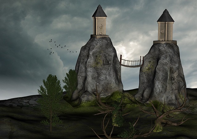 Free towers mountains landscape illustration