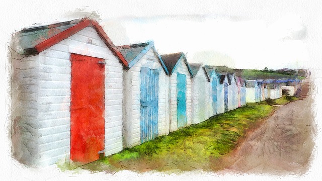 Free beachhuts beach huts seaside illustration