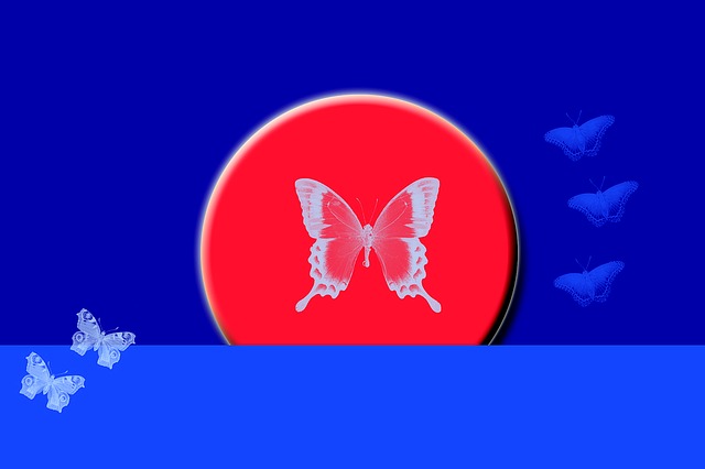 Free Blue Background Butterflies illustration and picture