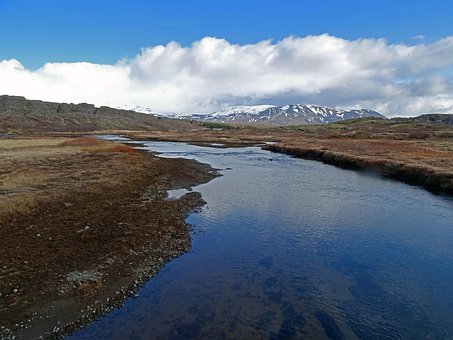 Поток, Ледник, Гора, Исландия