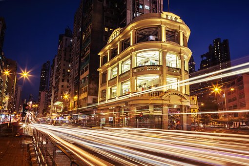 Free Light Trail Old Buildings photo and picture
