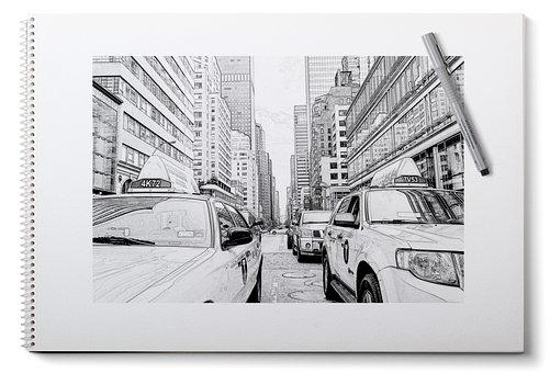 New York, Malování, Tužka, Skica, Plán