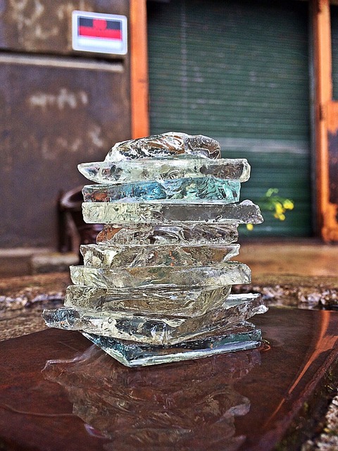 broken glass, shards, stacked, factory, balance