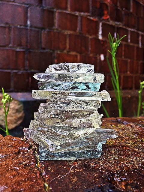 broken glass, shards, stacked, factory, balance