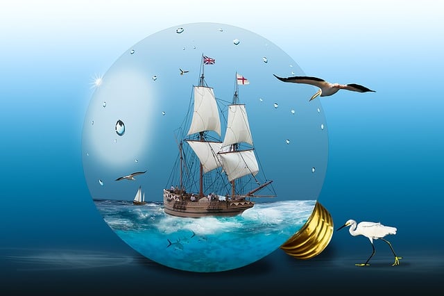 Free lightbulb sea sailing ship illustration