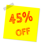 forty five percent off, discount, sale