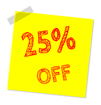 twenty five percent off, discount, sale
