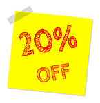twenty percent off, discount, sale