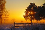 sunset, two people, winter