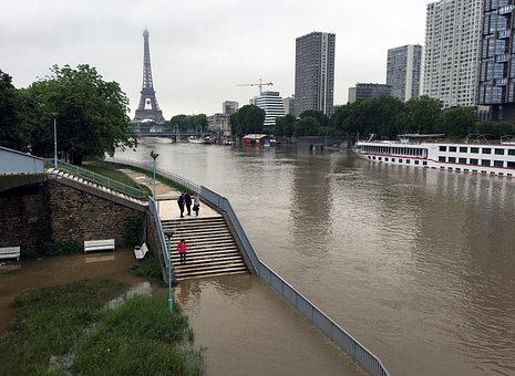 Flut, Seine, Paris, Wasser, Brücke, Erbe
