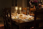 dinner table, fancy dinner table, table