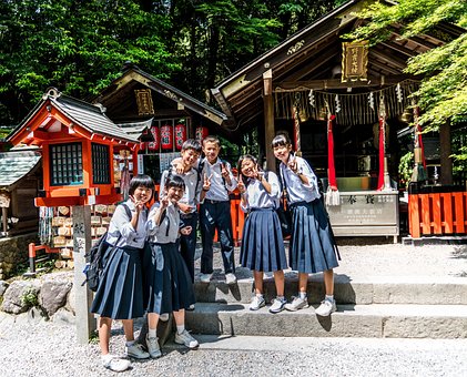 Japan, Arashiyama, School Children