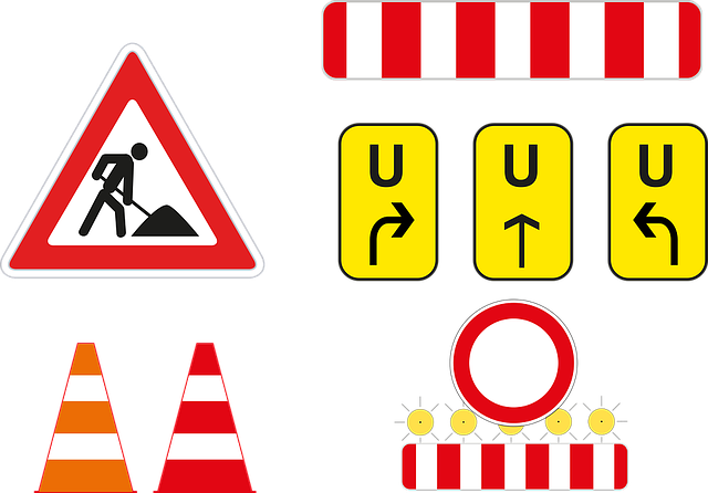 Free construction site detour barrier vector
