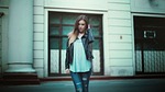 girl in leather jacket, beautiful, hair