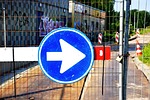 arrow, traffic sign, road sign