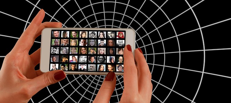 Smartphone, Hand, Photomontage, Faces