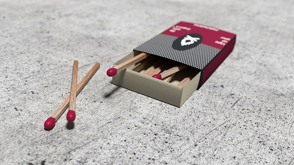 Tændstikker, Beton, 3D Render, Blender