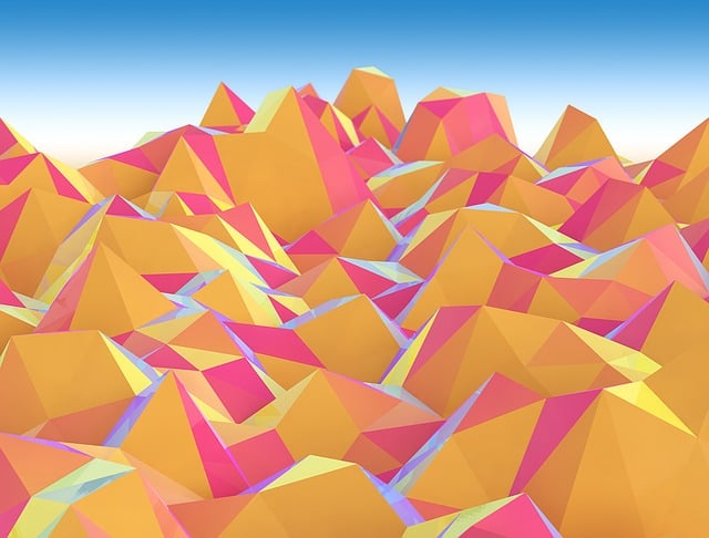 Фон, Горы, Лоу Поли, Low Poly, Оранжевый