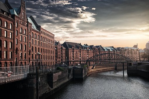 Stad, Rivier, Natuur, Hemel, Hamburg