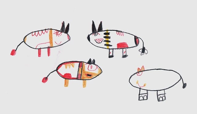 Free children children drawing herd illustration