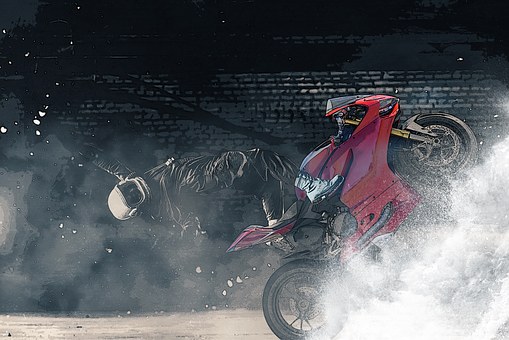 Fantazie, Zdvihání, Motocykl, Helma