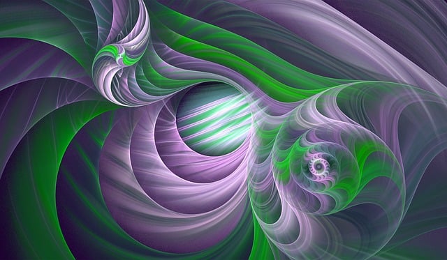 Roxa, Verde, Fractal, Textura, Abstract