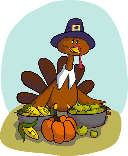 Free turkey hat pumpkins vector