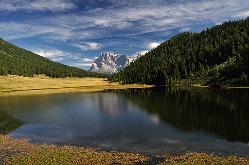 Dolomitas, Montaña, Lago De Montaña