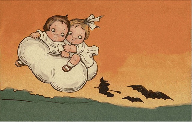 Free halloween witch bats illustration
