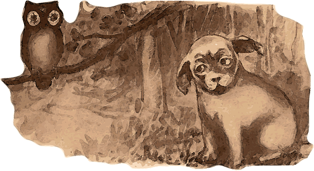 Free dog owl forest illustration