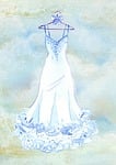 dress, wedding, watercolor