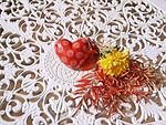 heart, red, iron lace