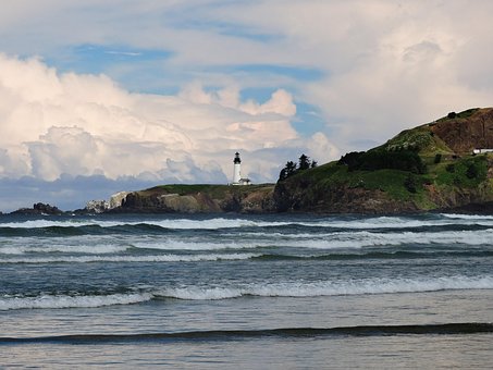Yaquina Hoved, Fyrtårn, Bølger, Strand