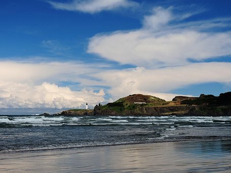 Yaquina Hoved, Fyrtårn, Bølger, Strand