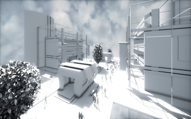 Free multifunctional building building 3d illustration