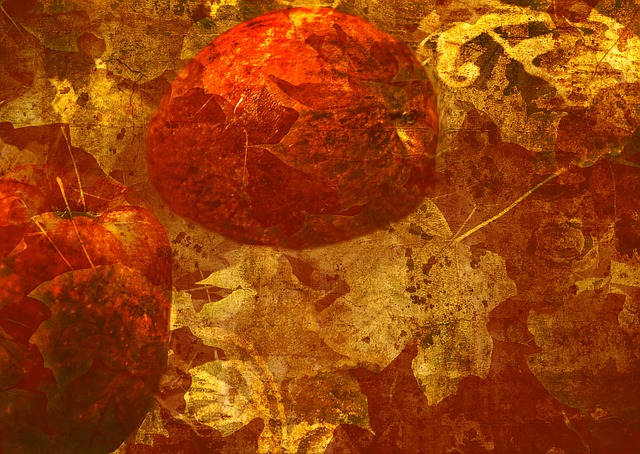 Free apples leaves textured illustration