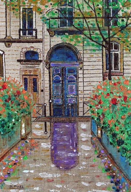 Free door blue wooden door illustration