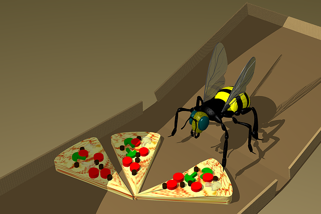 Free pizza bee 3d illustration