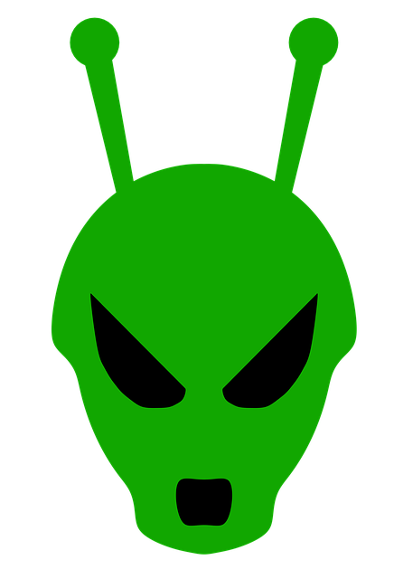 Extraterrestre, Cabeza, Verde, Rostro