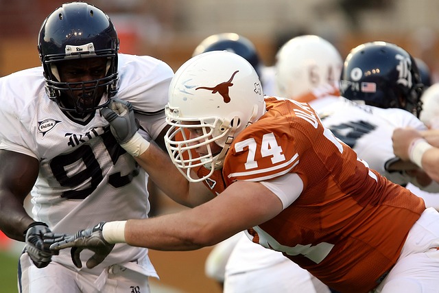 football, american football, sport, game, play, football american, field, helmet, college, action, athlete, line, blocking, athletic, challenge, starting line, block, male, action photo, lineman, defense, offensive line, determination, competition, competitive, texas, texan, brown football